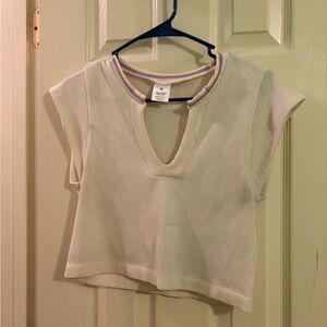 Cream Ribbed Women's Top